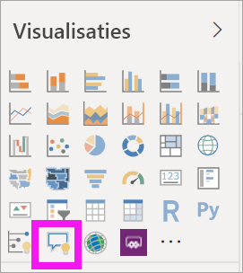 Schermopname die laat zien hoe u de Q&A-visual selecteert in het deelvenster Visualisaties > maken in Power BI.