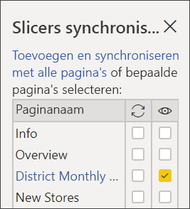 Schermopname van de slicer Maandelijkse verkoop van Sync District.