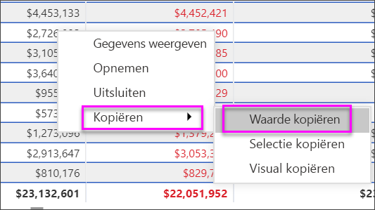 Schermopname van het kopiëren van een celwaarde die in andere toepassingen moet worden gebruikt.