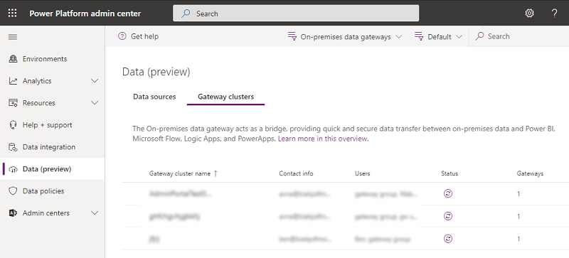 Pagina On-premises gateway.