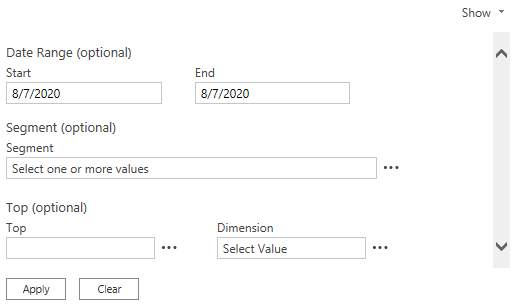 Optionele invoerparameters.