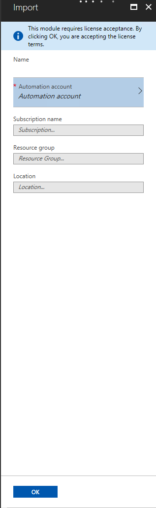Implementeren naar Azure Automation Vereist acceptatie van licenties