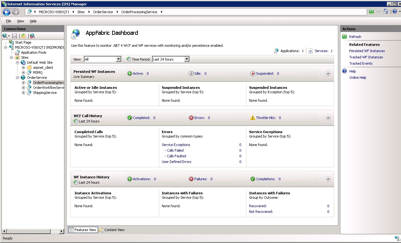 AppFabric Dashboard