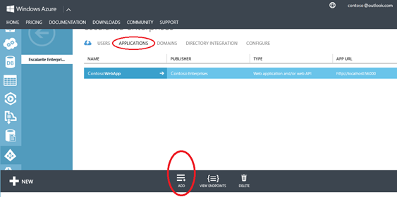 Add an application to an Active Directory tenant