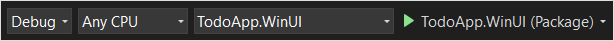 schermopname van de Visual Studio-configuratiebalk.