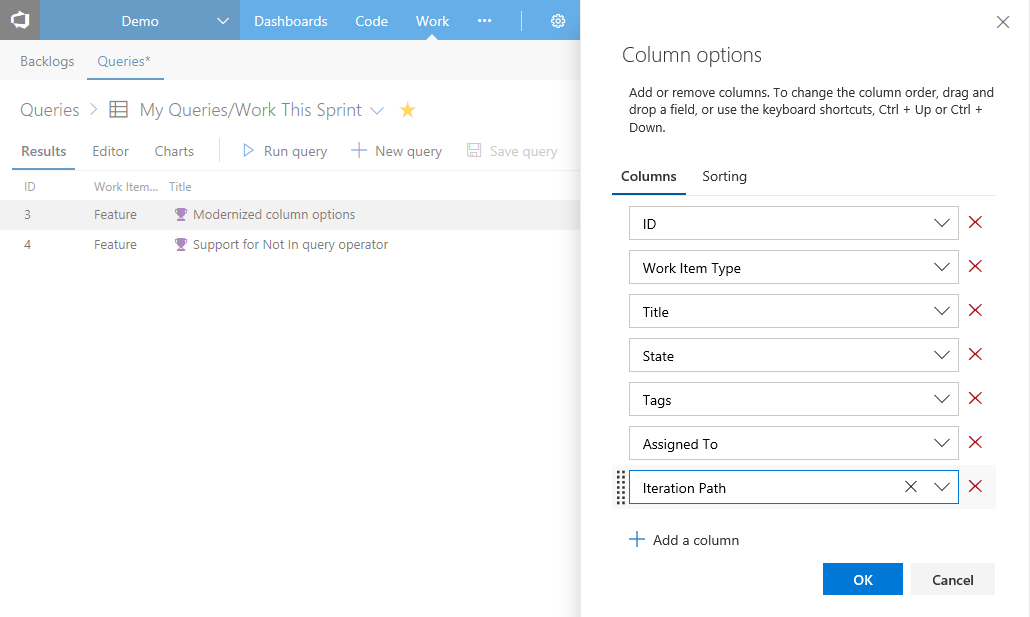 Modernized column options