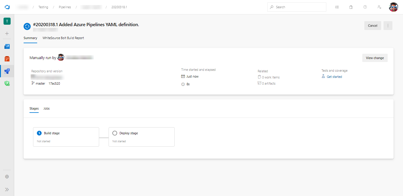 Navigate to your Azure DevOps project to see the pipeline in progress.