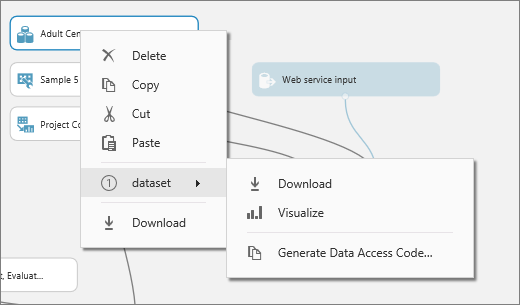 Uw gegevensset downloaden van het studiocanvas (klassiek)