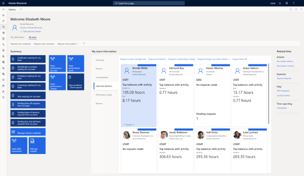 Manager view of employee balances across companies