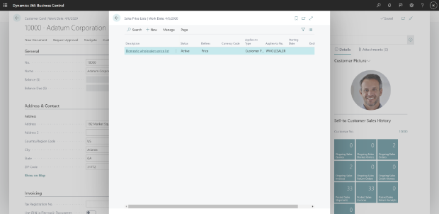 Price lists associated with specific customer