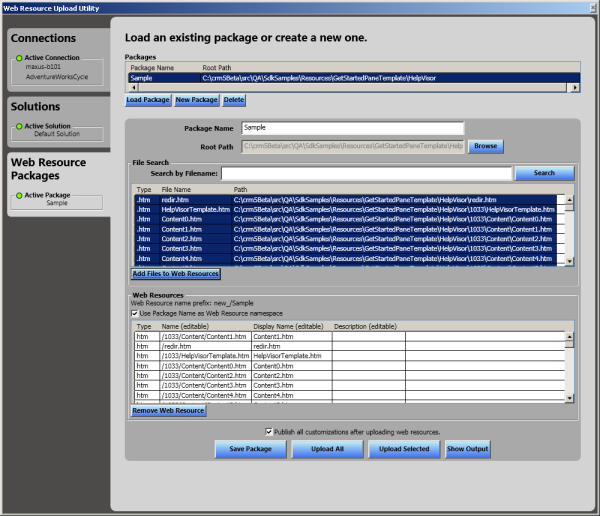 De gebruikersinterface van het hulpprogramma Webresource