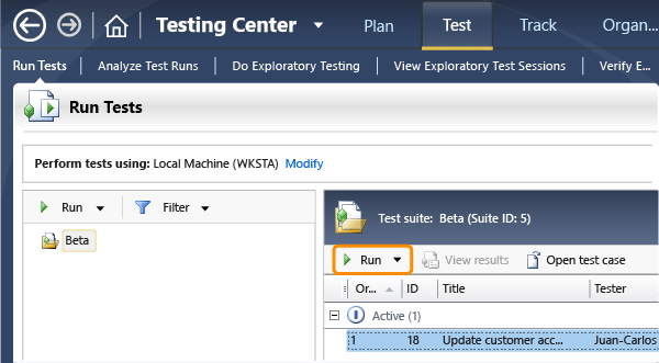 Run a test case