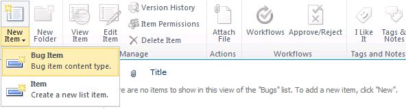 Bug Item from the New Item list