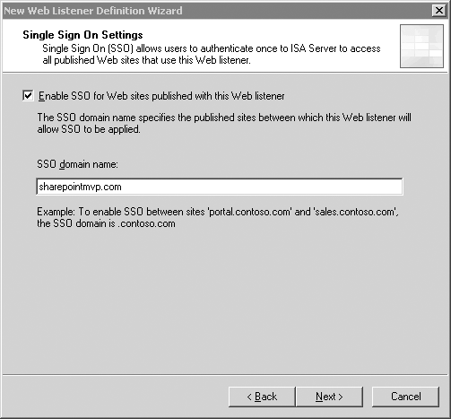 Single Sign On Settings window