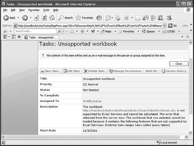 Task for resolving workbook error