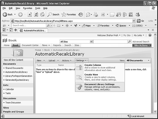 Document library settings