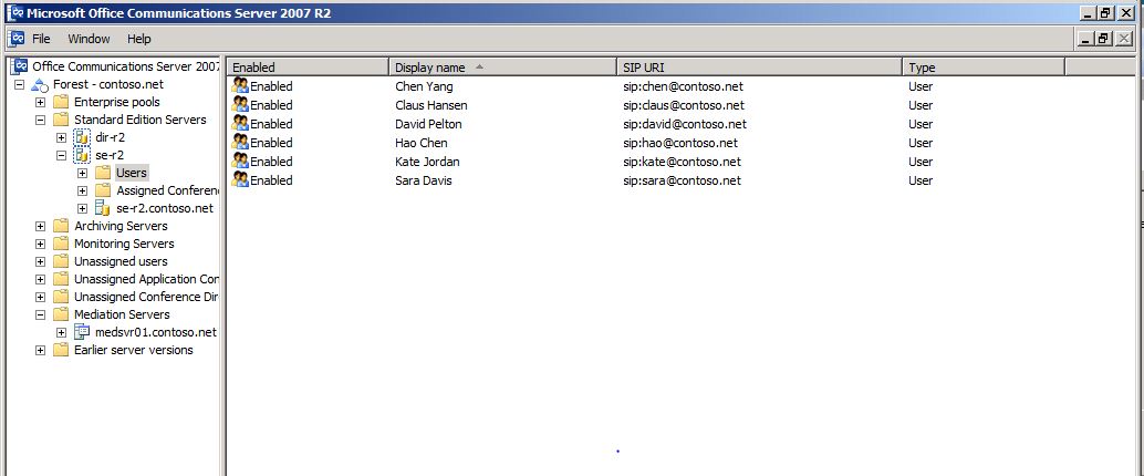 Users enabled for Communications Server 2007 R2