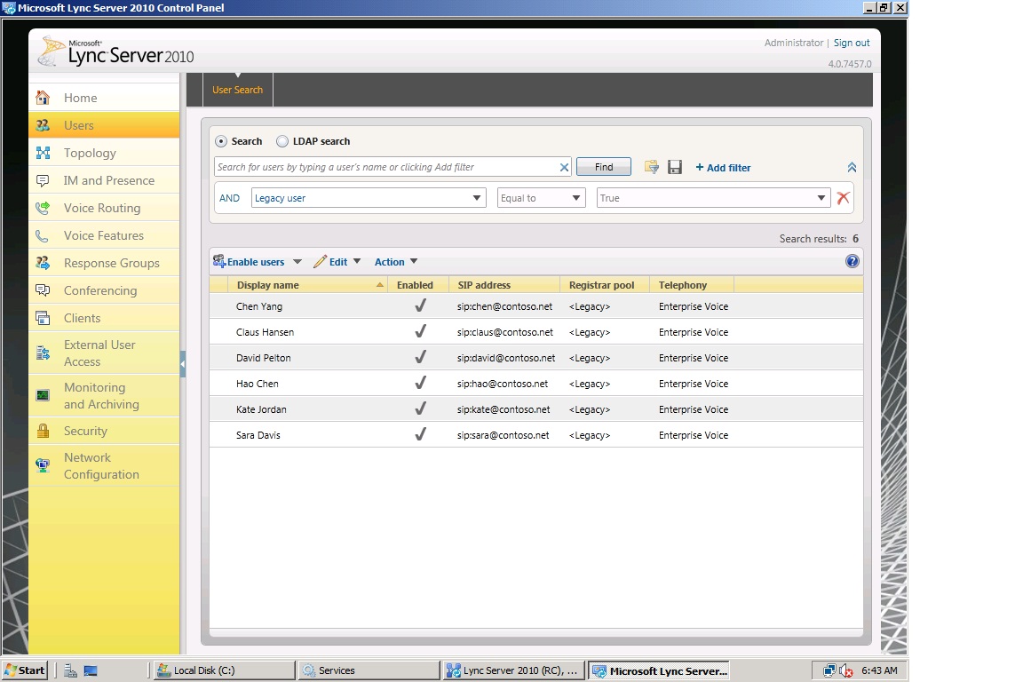 Lync Server Control Panel Search for Users