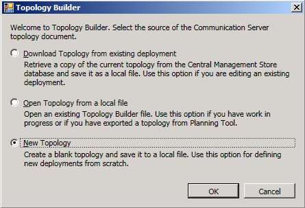 New Topology dialog box