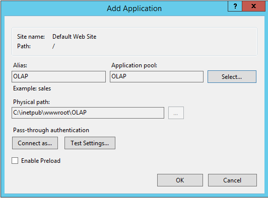 Add Application dialog box