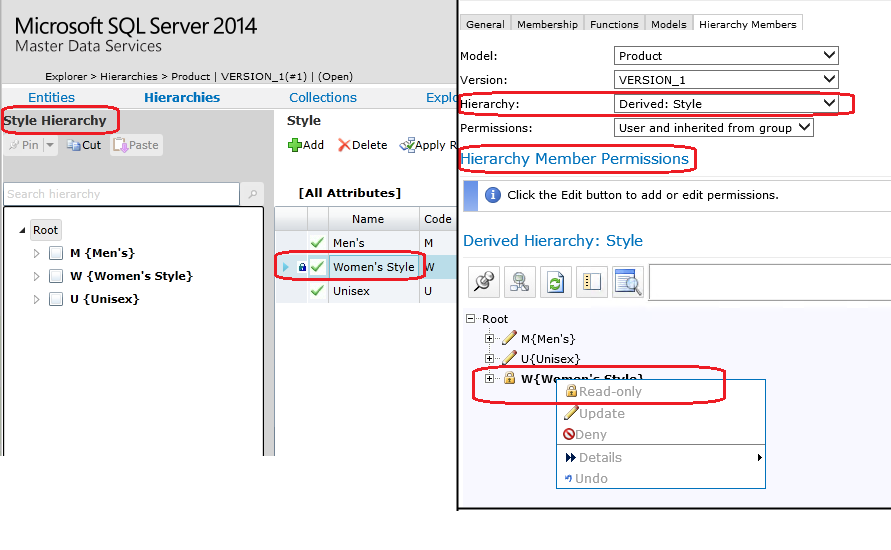 Style Derived Hierarchy and member permissions