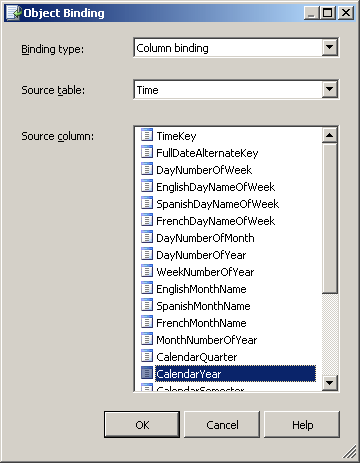 Object Binding dialog box