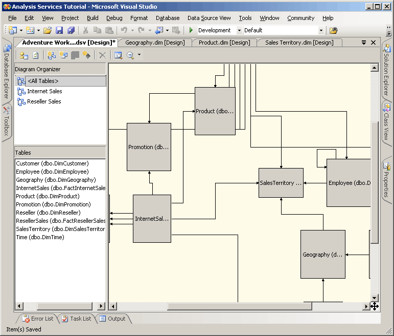 Data source view for enhanced tutorial project