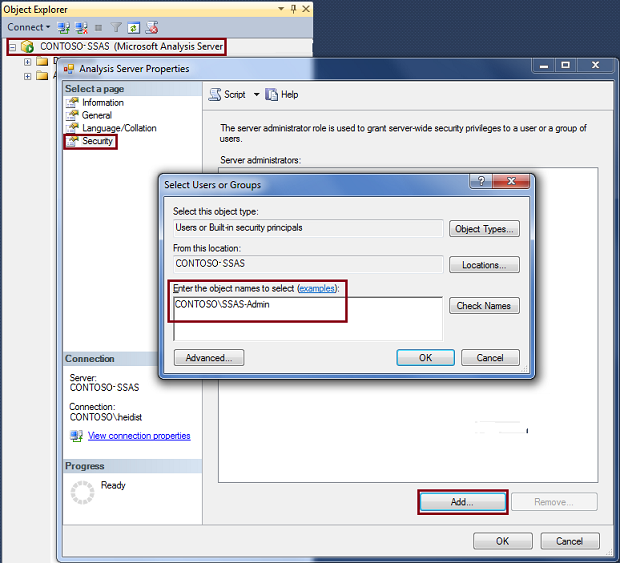 Add users dialog box in Management Studio