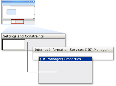 Settings Pane and IIS Properties Dialog Box