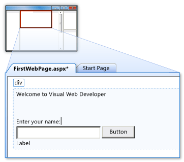 Three controls in Design view