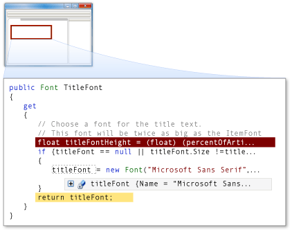 Datatip in the debugger