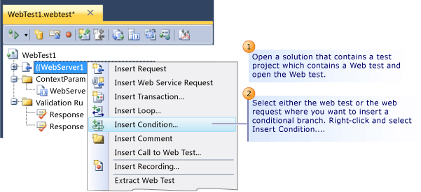 Adding branch conditions to web tests