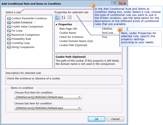 Adding branch condition rules and properties