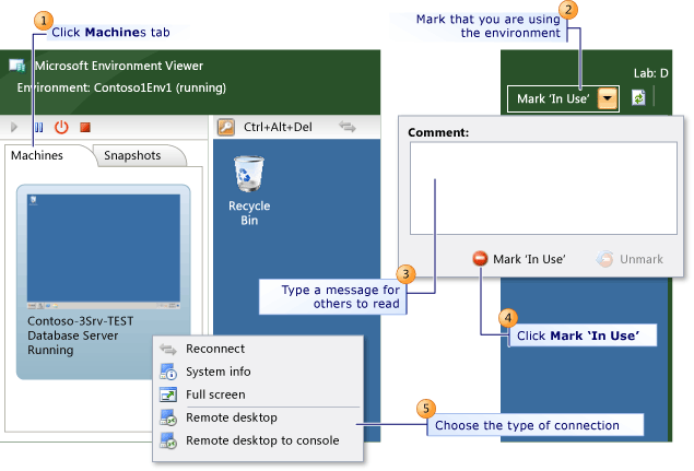 Steps to connect to an enevironment