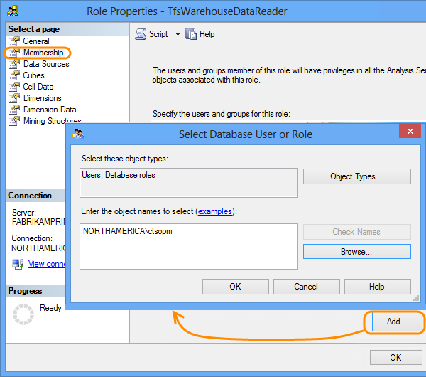 Add member to Tfs_Analysis data reader role