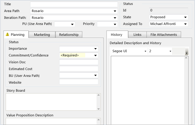 Custom work item form