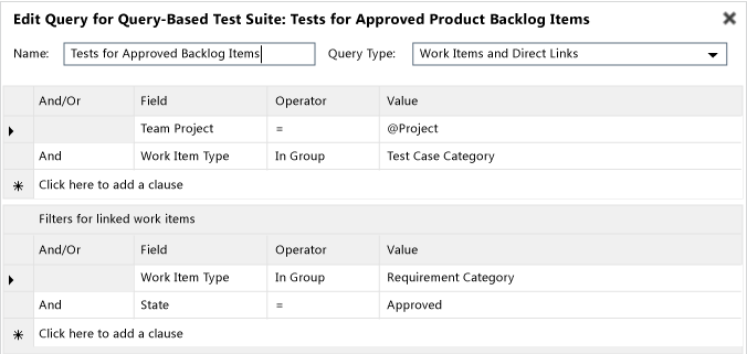 Query-based suite using links