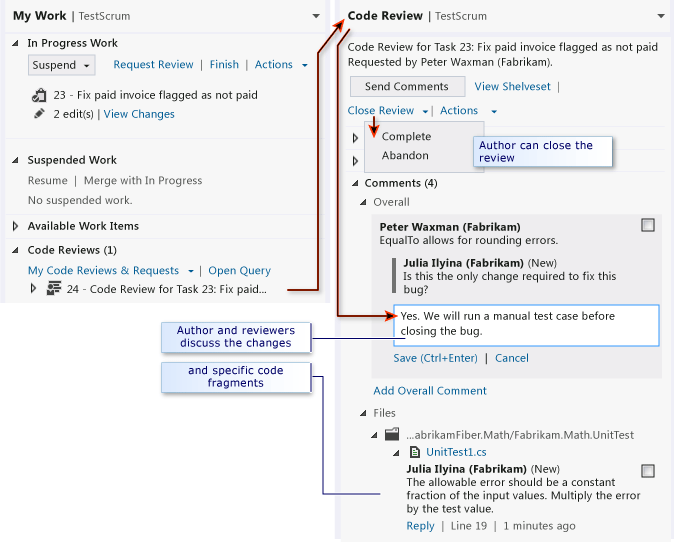 Reacting to a code review