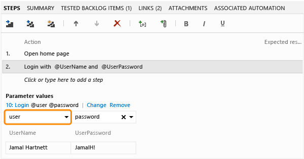 Use drop-down to select shared parameter to map