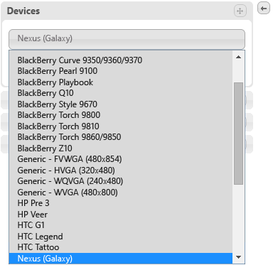 Changing the device in Chrome