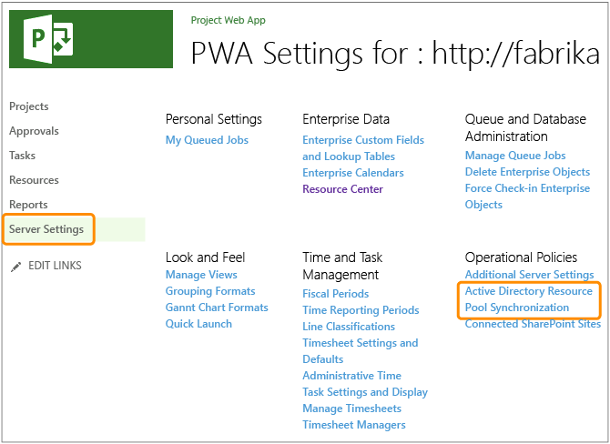 Open Active Directory Resource Pool Sync