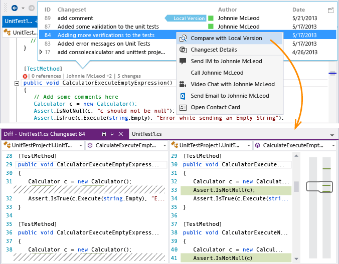 CodeLens - Compare change with local version