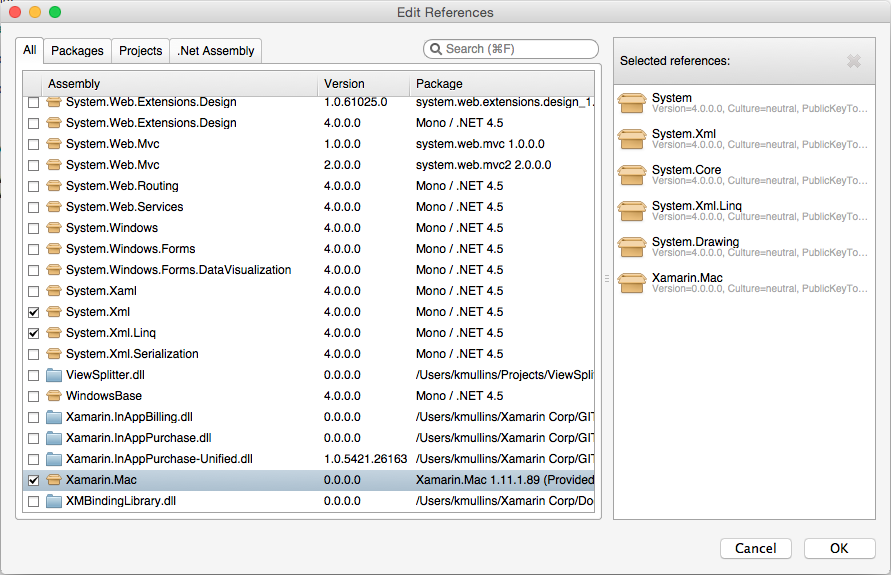 Scroll to the bottom of the list of references and place a check besides Xamarin.Mac