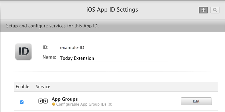 Select App ID and Edit.