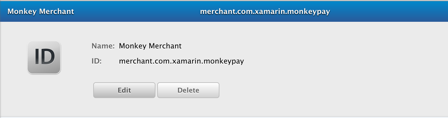 Edit Merchant ID dialog