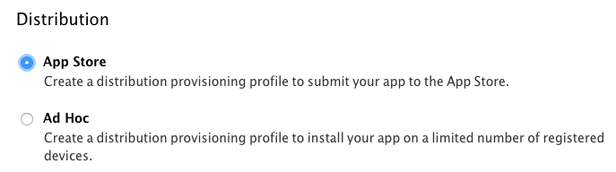 The App Store Distribution profile