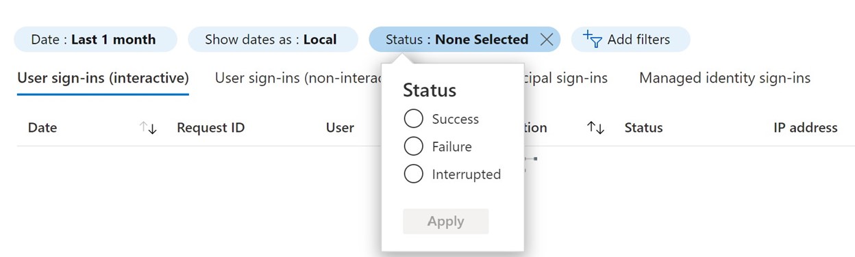 Zoeken naar aanmeldingen op basis van de status.