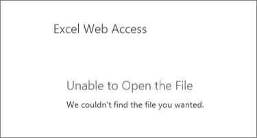 Schermopname van het foutbericht van het webonderdeel SharePoint 2016 Excel Online.