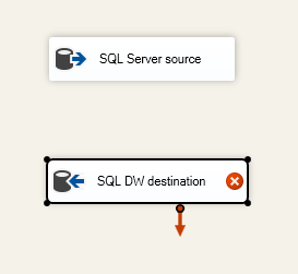 Schermopname van een doeladapter die wordt gesleept naar een locatie direct onder de bronadapter.