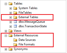 PolyBase-objecten in SSMS-